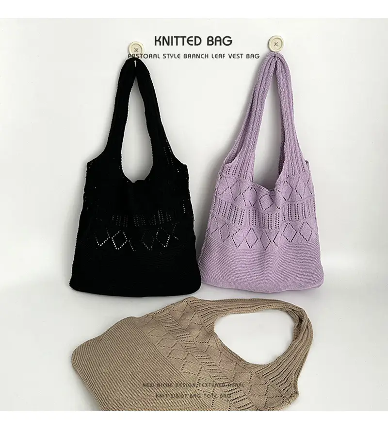 Hollow Knitted Women's Tote Bag Set of 3 — feature 6