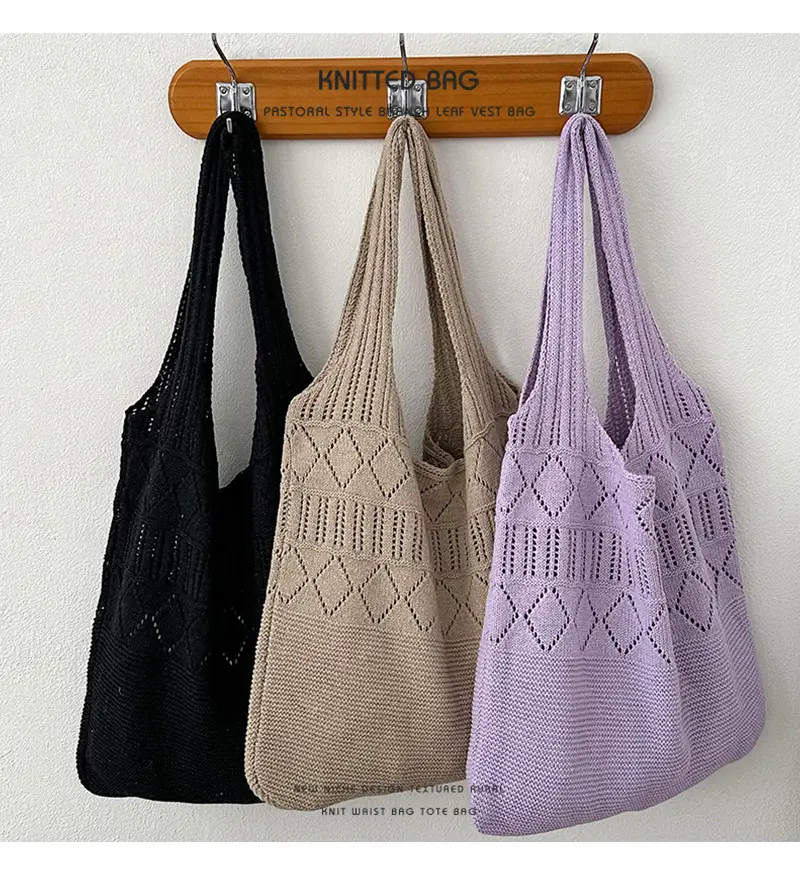 Hollow Knitted Women's Tote Bag Set of 3 — feature 8