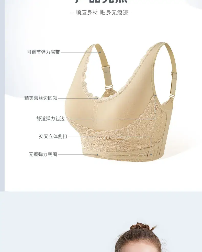 Lace Push Up Bra No Steel Rings Plus Size Adjustable — feature 10