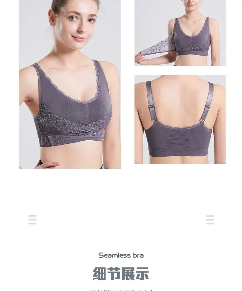 Lace Push Up Bra No Steel Rings Plus Size Adjustable — feature 35