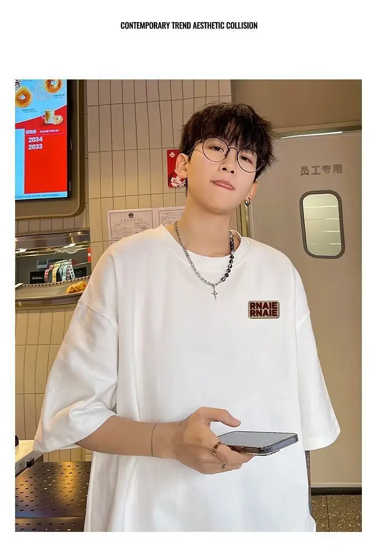 Men's 260g Heavy White T-Shirt with "NUE FASHION" Logo — feature 5