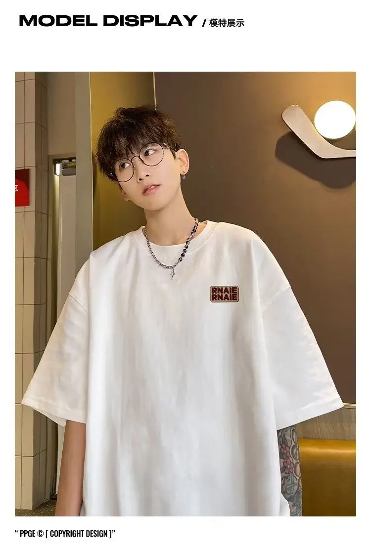 Men's 260g Heavy White T-Shirt with "NUE FASHION" Logo — feature 7