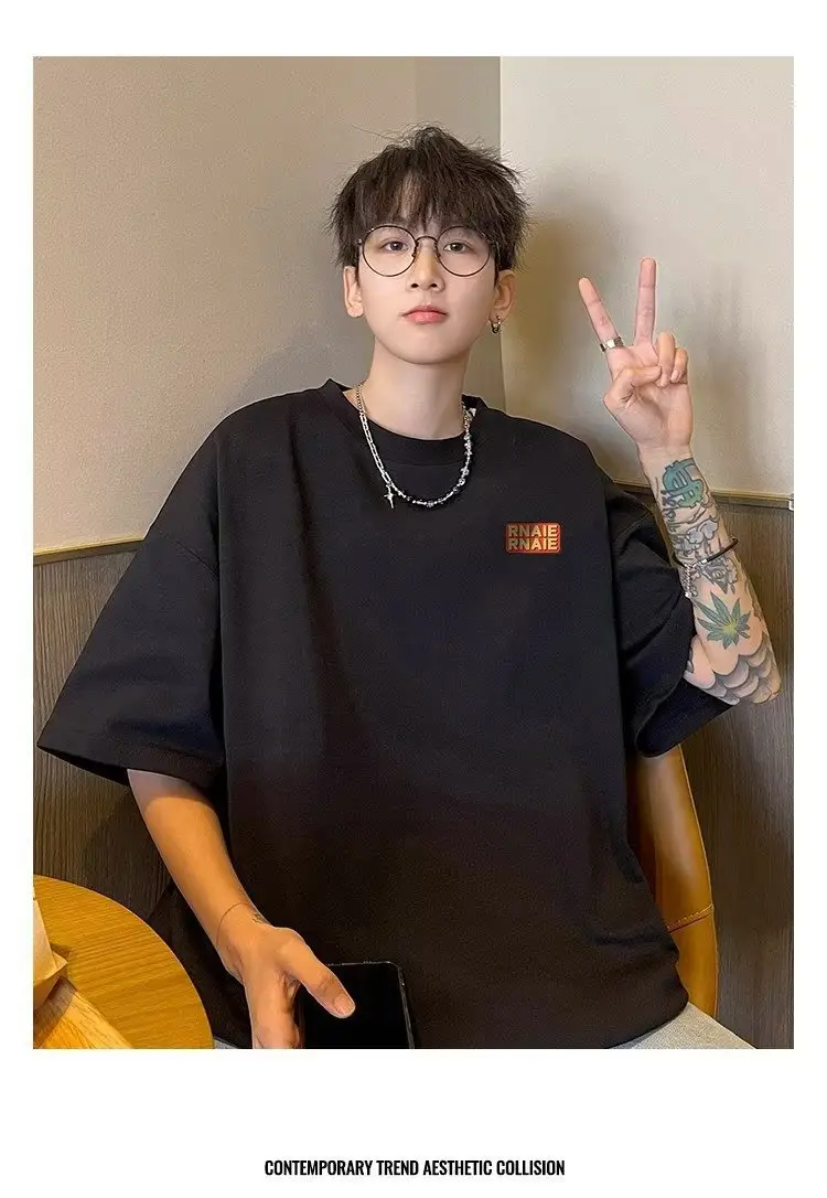 Men's 260g Heavy White T-Shirt with "NUE FASHION" Logo — feature 8