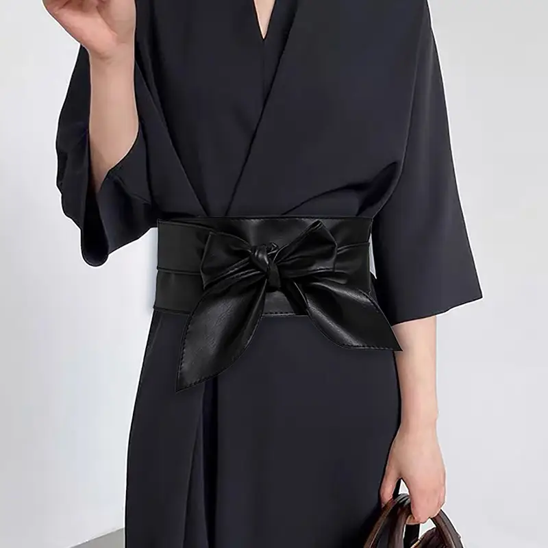 Women's Silver Bow Wide Waist Cover Belt