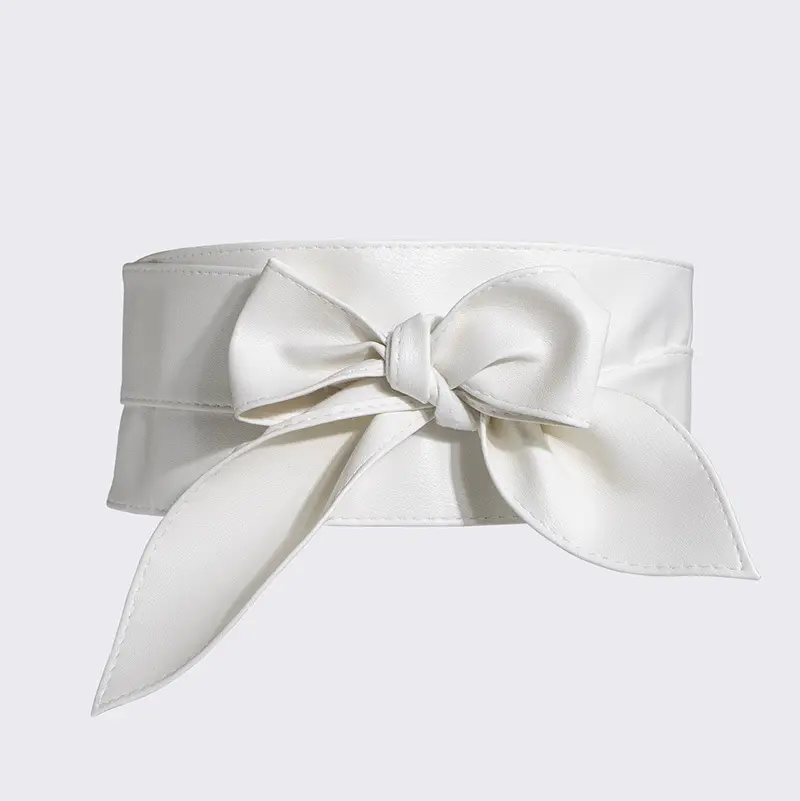 Women's Silver Bow Wide Waist Cover Belt — feature 13