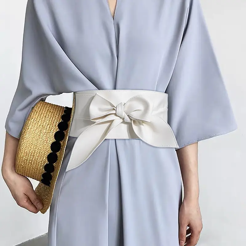 Women's Silver Bow Wide Waist Cover Belt — feature 3