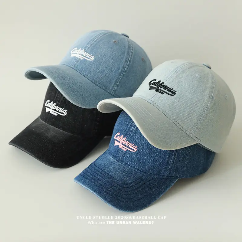 Stubble California Wash Denim Baseball Cap Men Women - Image 6