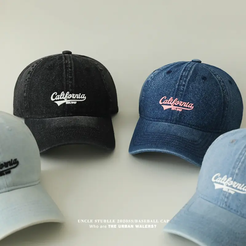 Stubble California Wash Denim Baseball Cap Men Women — feature 12