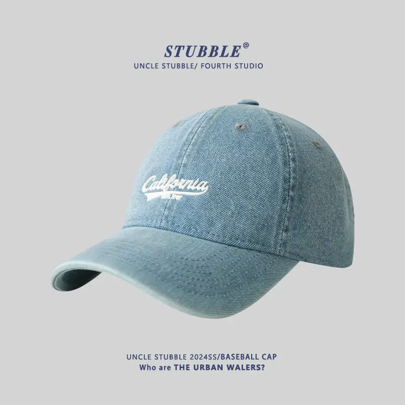 Stubble California Wash Denim Baseball Cap Men Women - Image 2