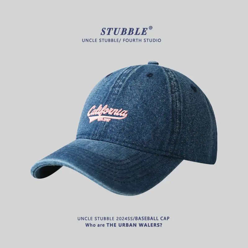 Stubble California Wash Denim Baseball Cap Men Women - Image 3