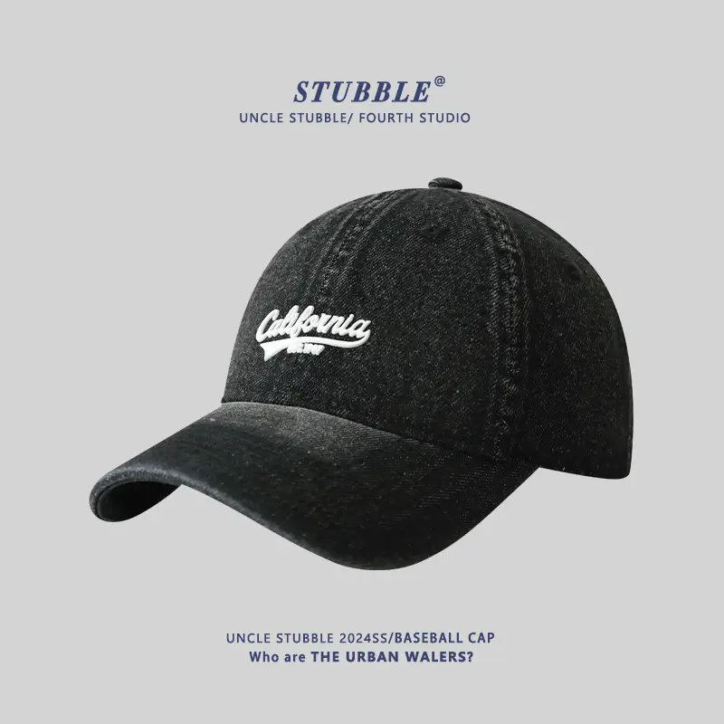 Stubble California Wash Denim Baseball Cap Men Women - Image 4