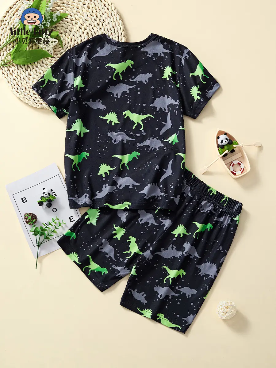 2025 Boys Dinosaur T-Shirt Cartoon Print Summer Wear - Image 3