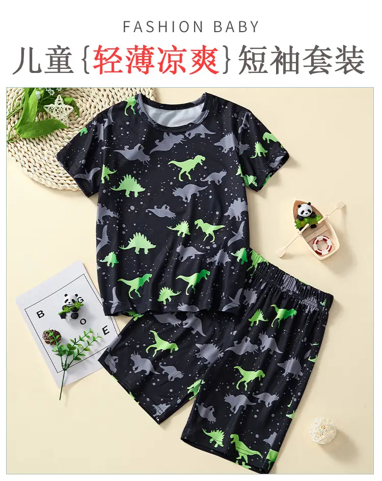 2025 Boys Dinosaur T-Shirt Cartoon Print Summer Wear — feature 2