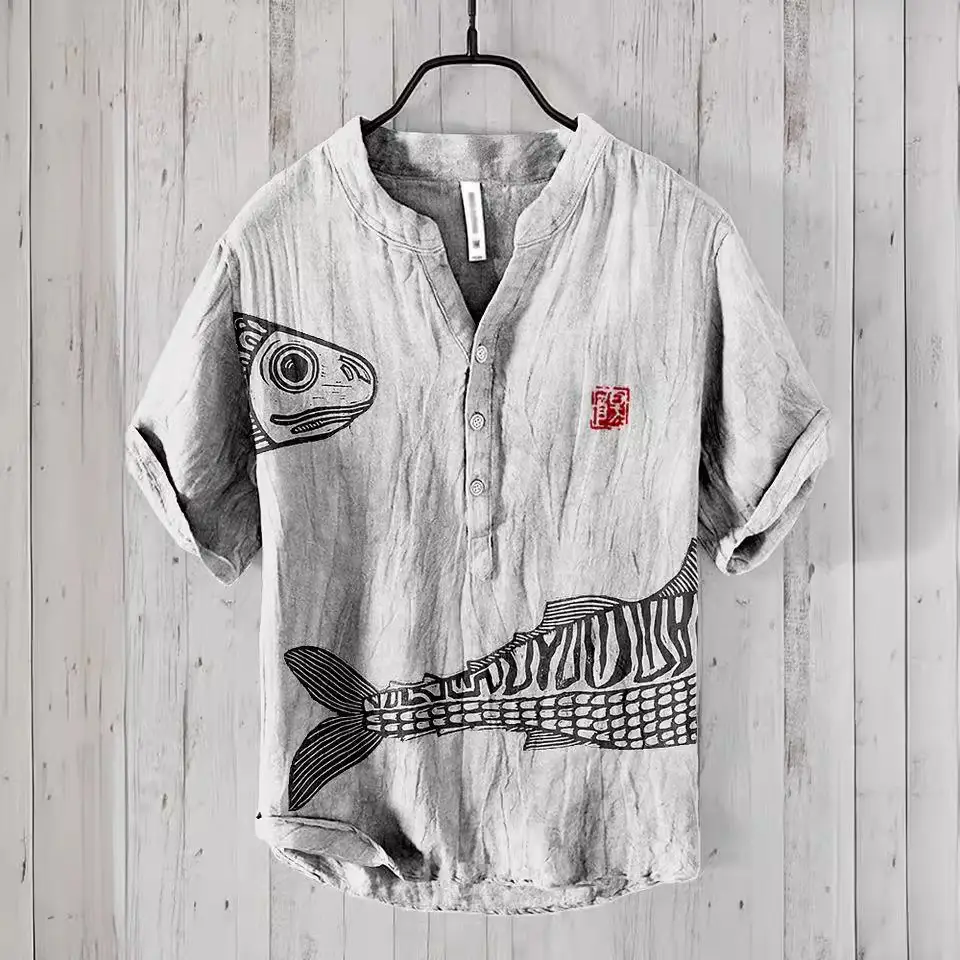 2024 3D Digital Print Hawaiian Shirt Small Fish Series - Image 19