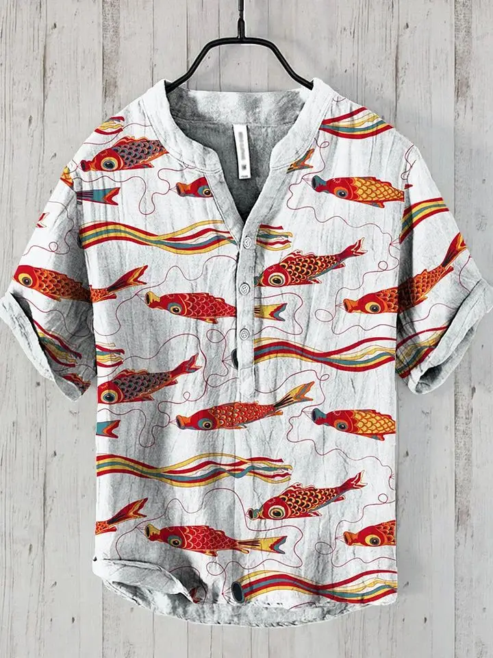 2024 3D Digital Print Hawaiian Shirt Small Fish Series - Image 4