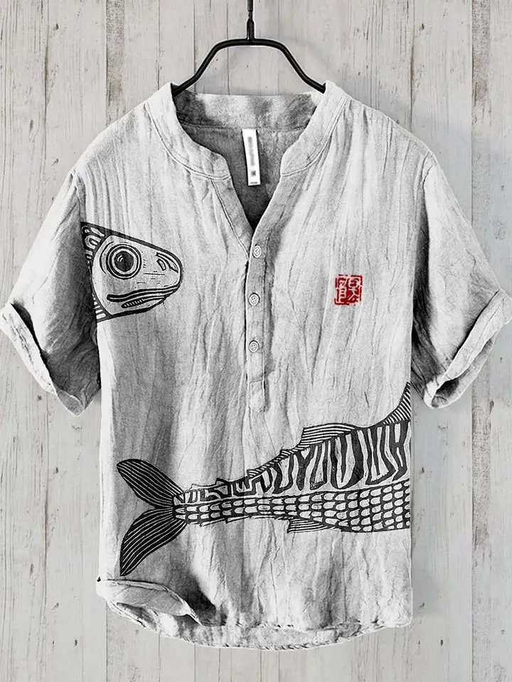 2024 3D Digital Print Hawaiian Shirt Small Fish Series - Image 5