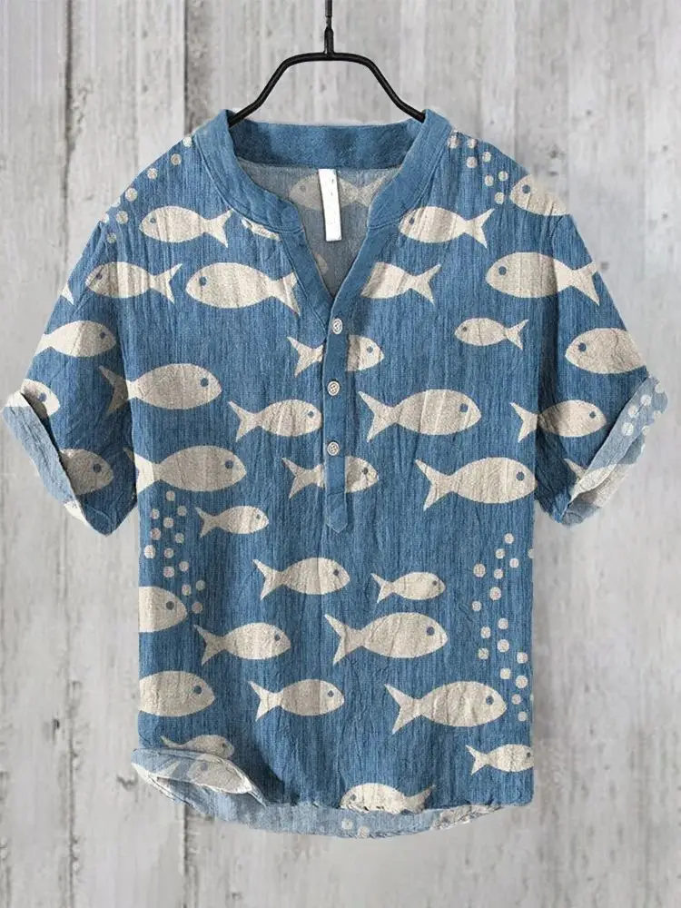 2024 3D Digital Print Hawaiian Shirt Small Fish Series - Image 7