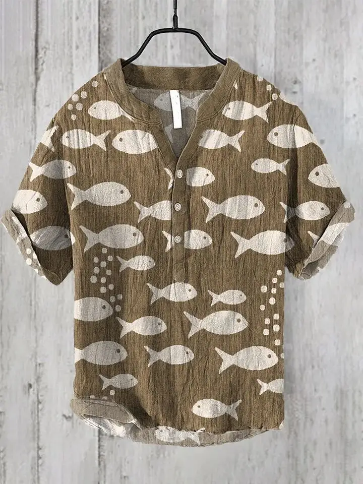 2024 3D Digital Print Hawaiian Shirt Small Fish Series - Image 8