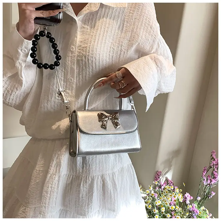 White Bow Shoulder Crossbody Bag 2024 Spring — feature 11