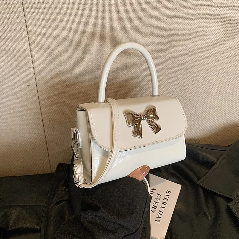 White Bow Shoulder Crossbody Bag 2024 Spring - Image 2