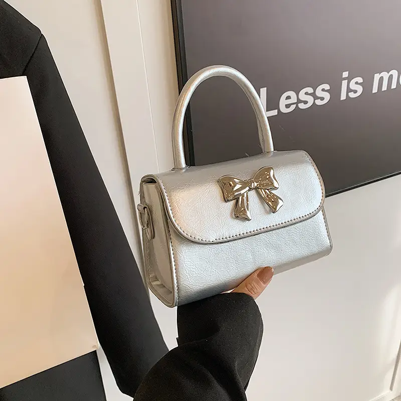 White Bow Shoulder Crossbody Bag 2024 Spring - Image 4