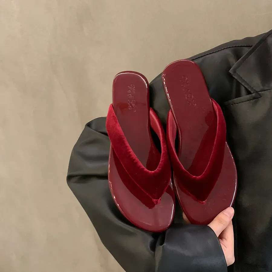 Flat Slippers Women's Summer Outer Wear New Korean-style Flip-flops French Retro Dress Elegant Toe Sandals - Image 7