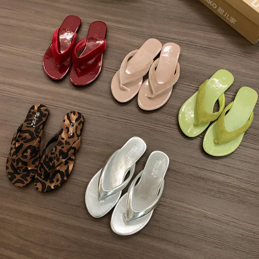 Flat Slippers Women's Summer Outer Wear New Korean-style Flip-flops French Retro Dress Elegant Toe Sandals - Image 8