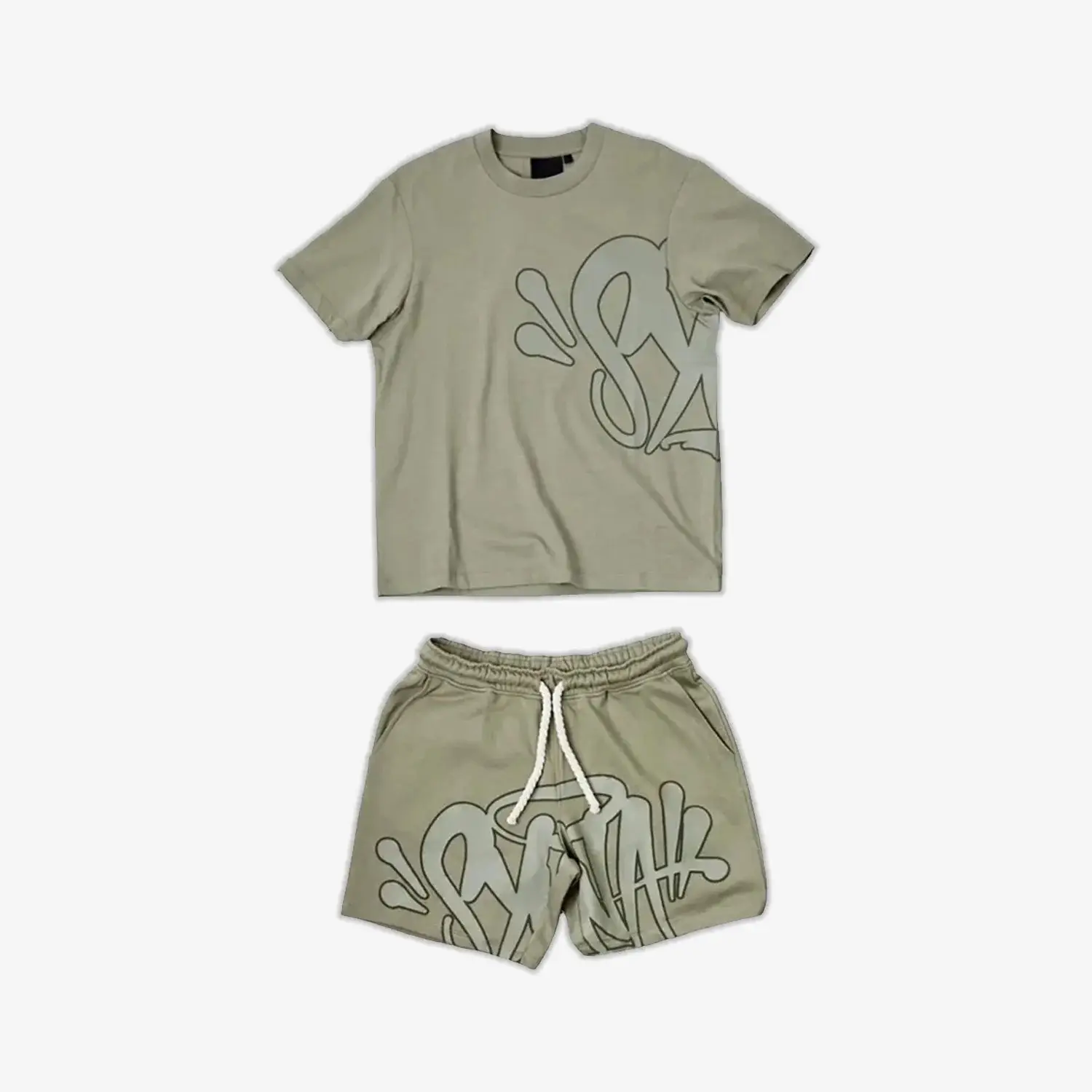 Light Blue Letter Print Short Sleeve Top & Shorts Set