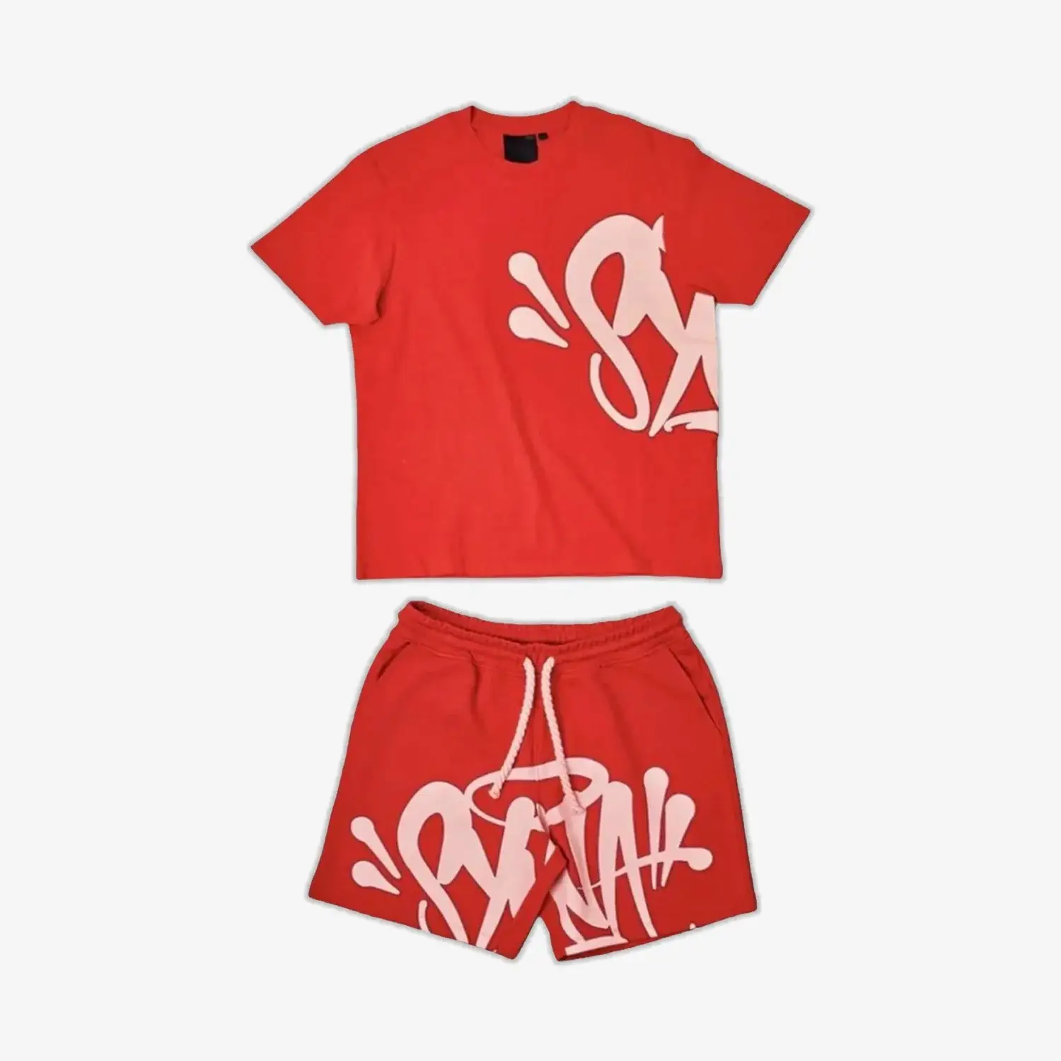 Light Blue Letter Print Short Sleeve Top & Shorts Set