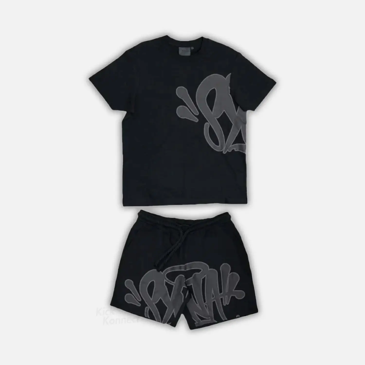 Light Blue Letter Print Short Sleeve Top & Shorts Set