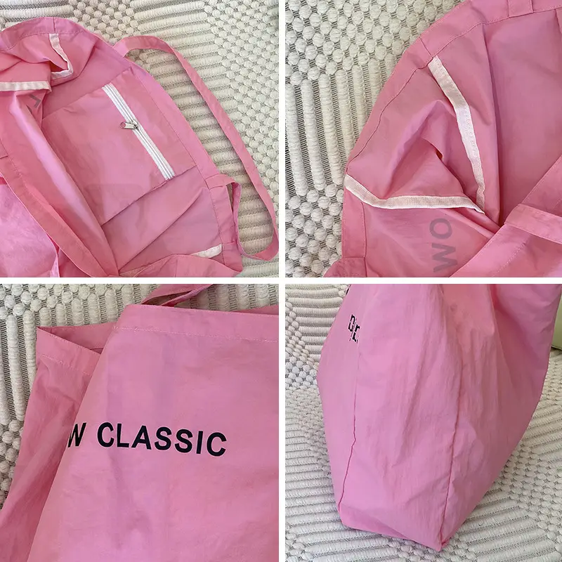 Pink Canvas Shoulder Bag Low Classic Large Capacity