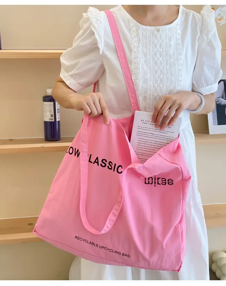 Pink Canvas Shoulder Bag Low Classic Large Capacity — feature 7