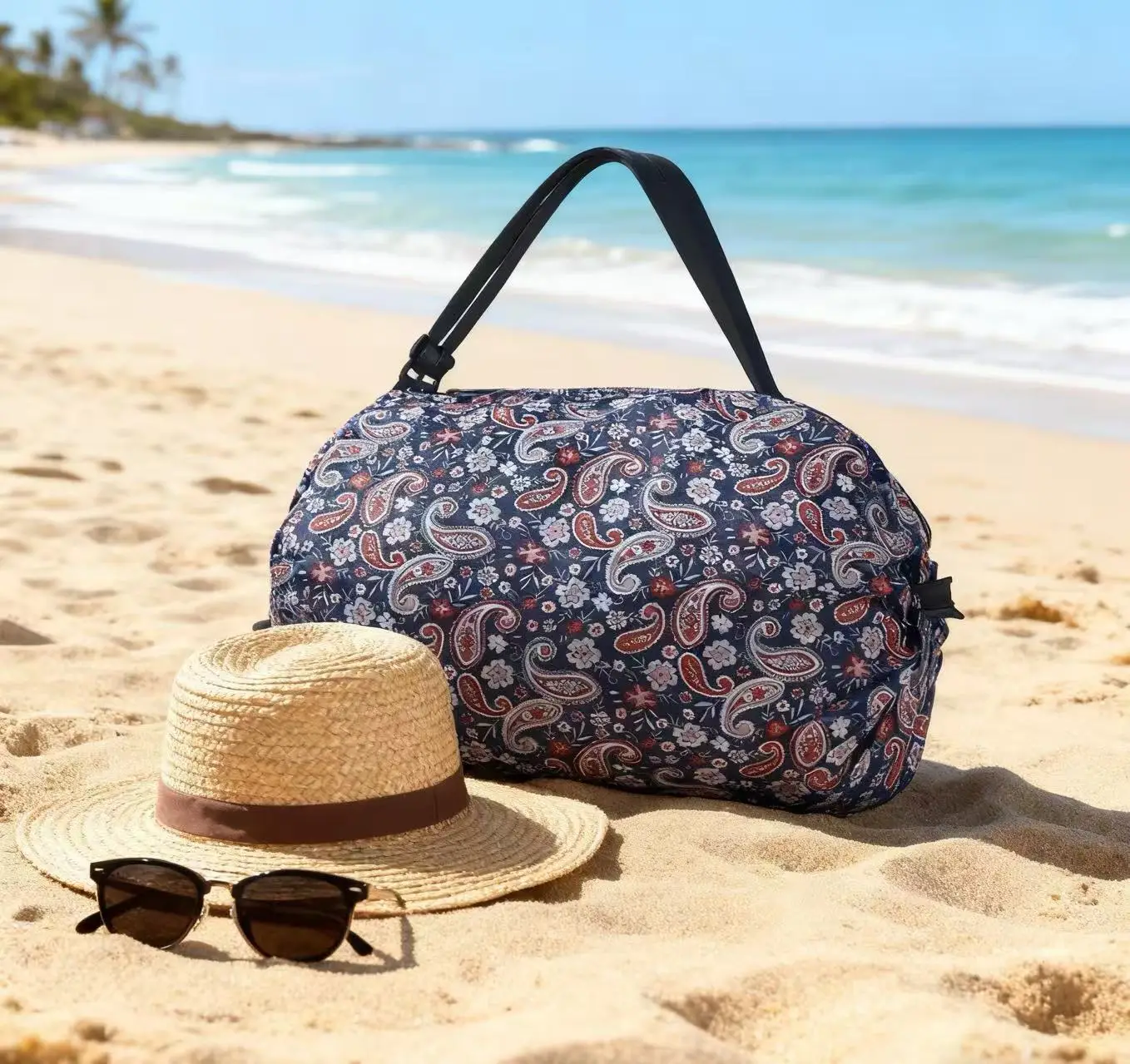 Japanese Floral Travel Bag 210D Green Travel Shoulder — feature 24