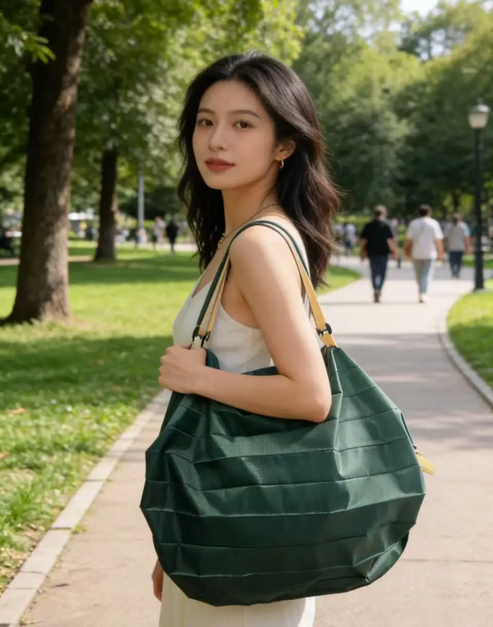 Japanese Floral Travel Bag 210D Green Travel Shoulder — feature 40
