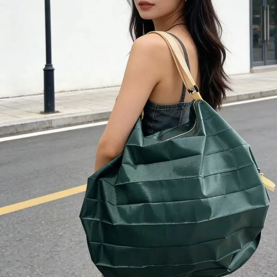 Japanese Floral Travel Bag 210D Green Travel Shoulder