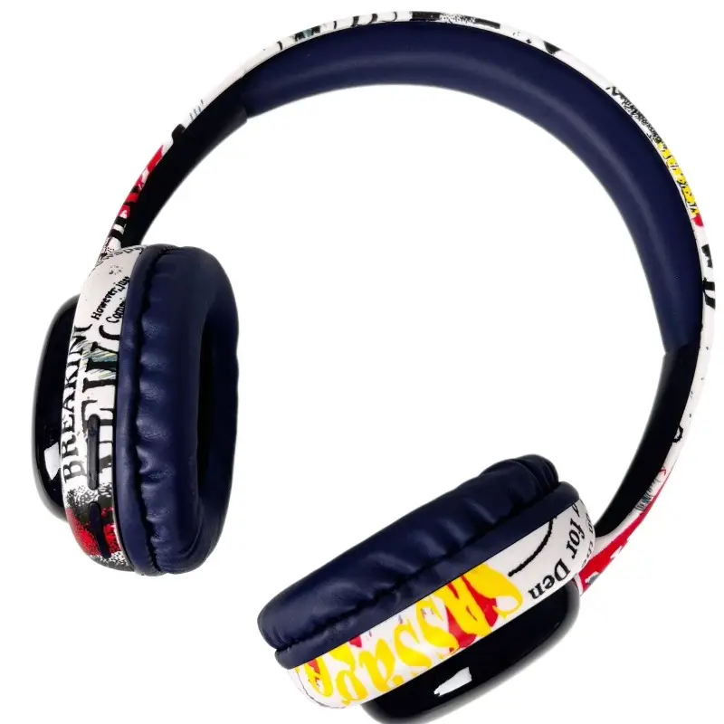 Wireless Over-Ear Headphones Bluetooth 5.3 Silver Cartoon Graffiti - Image 9