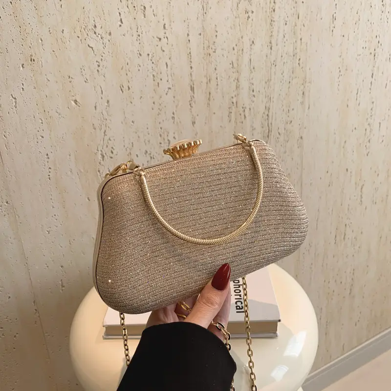 Women's Pink Sparkly Shoulder Bag with Chain Strap - Image 7