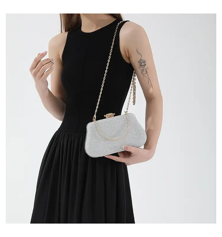 Women's Pink Sparkly Shoulder Bag with Chain Strap — feature 12
