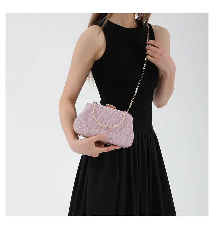 Women's Pink Sparkly Shoulder Bag with Chain Strap — feature 13