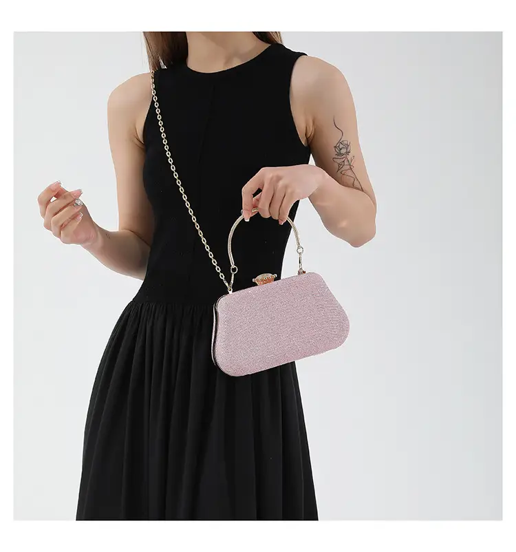 Women's Pink Sparkly Shoulder Bag with Chain Strap — feature 14