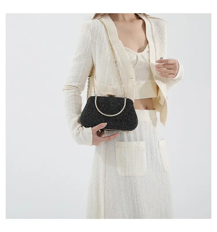Women's Pink Sparkly Shoulder Bag with Chain Strap — feature 21