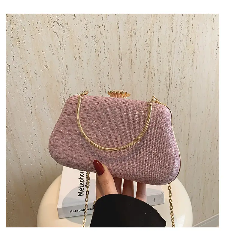 Women's Pink Sparkly Shoulder Bag with Chain Strap — feature 26