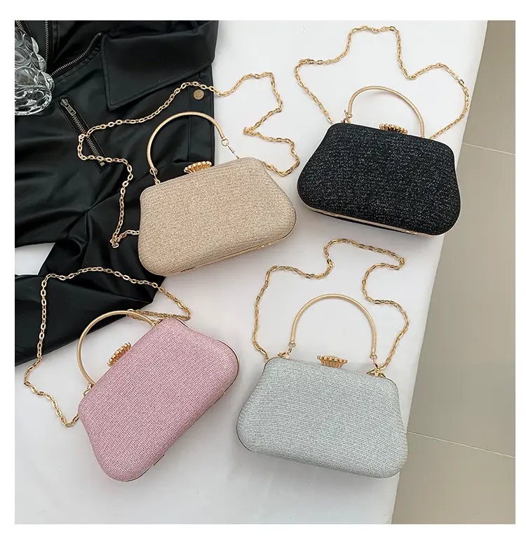 Women's Pink Sparkly Shoulder Bag with Chain Strap — feature 27