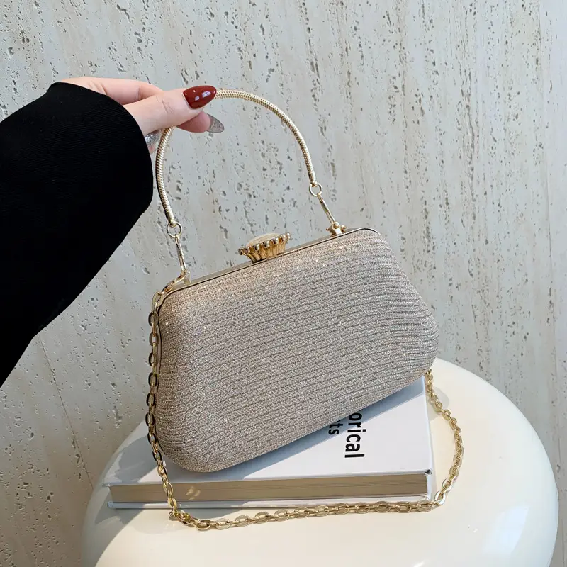 Women's Pink Sparkly Shoulder Bag with Chain Strap - Image 2