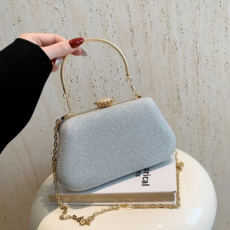 Women's Pink Sparkly Shoulder Bag with Chain Strap - Image 3