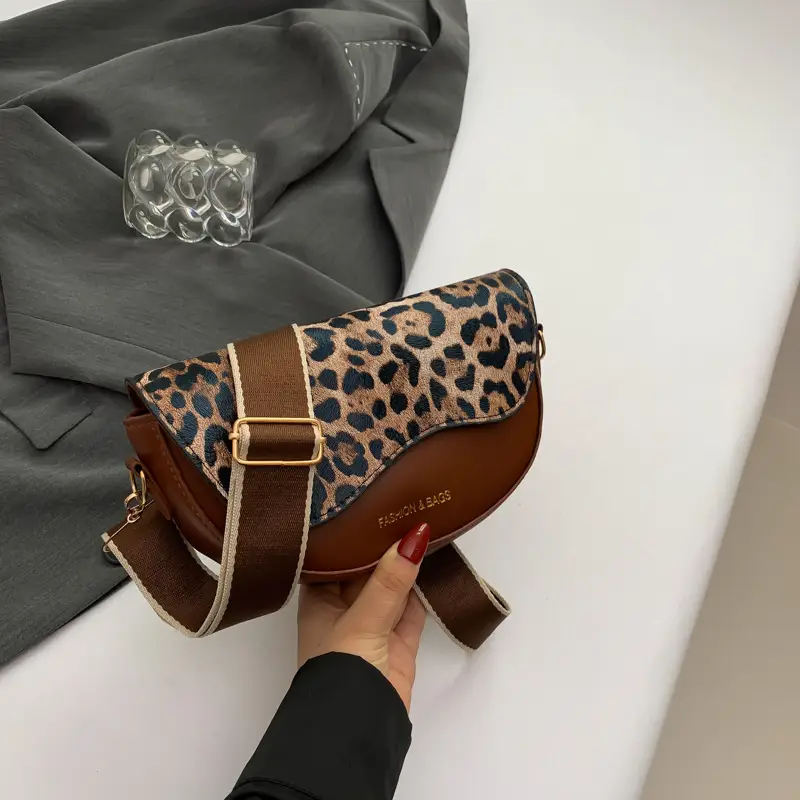 Korean Vintage Leopard Print Saddle Bag for Women — feature 35