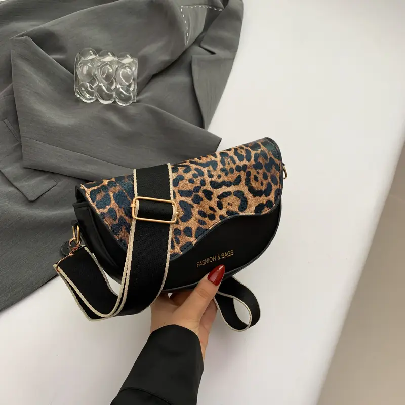 Korean Vintage Leopard Print Saddle Bag for Women — feature 36