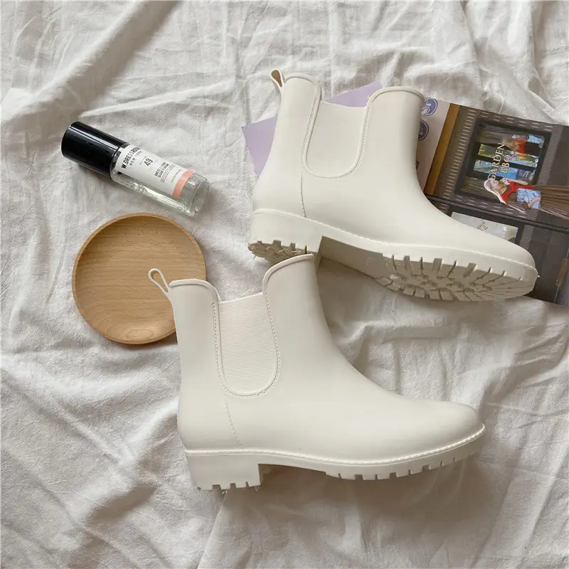 Women's New Style Waterproof Rain Boots White Fleece Lined - Image 10