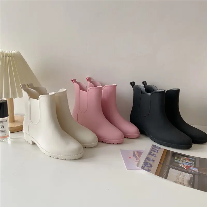 Women's New Style Waterproof Rain Boots White Fleece Lined — feature 11