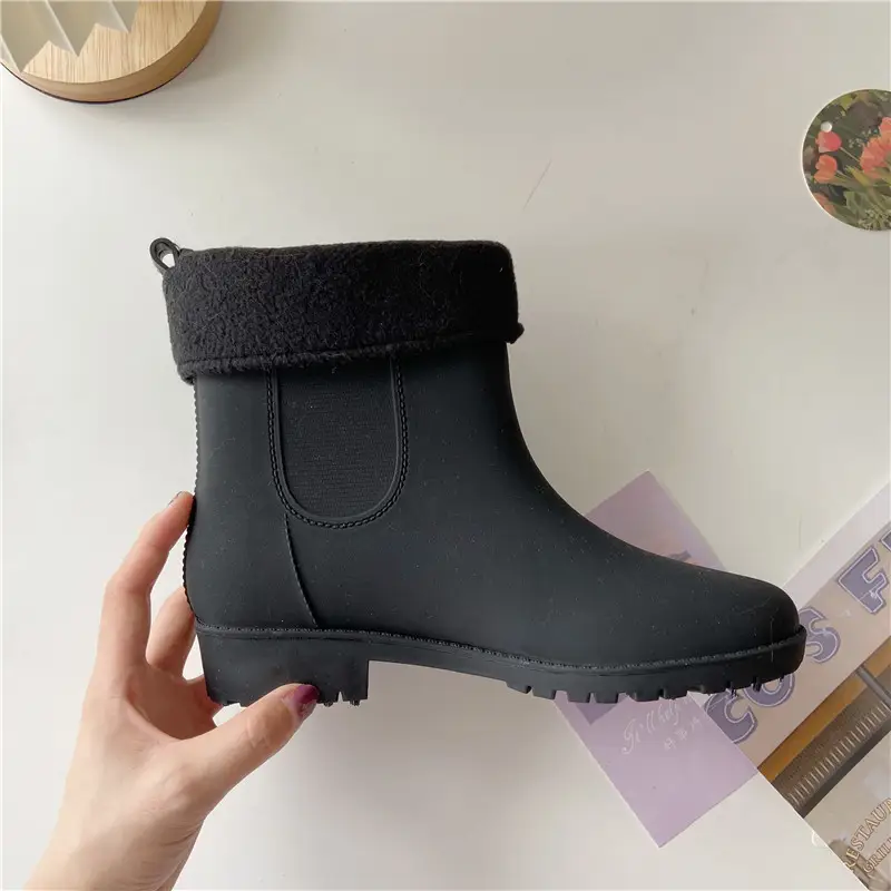 Women's New Style Waterproof Rain Boots White Fleece Lined — feature 14